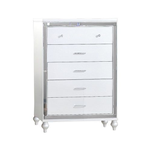 Mirror Framed Chest Made With Wood in White Color