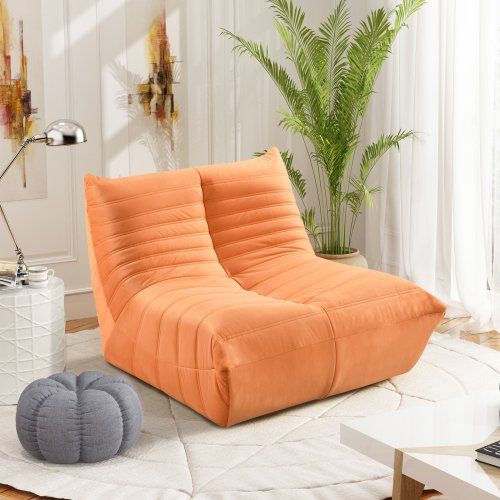 Fireside Chair, Large Bean Bag Chair For Adults, Lazy Floor Sofa For Home, Playing Bean Bag Chair, One-piece High Resillence Sponge, Flannelette