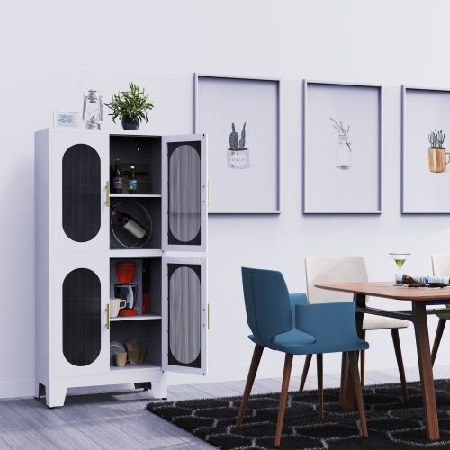 Metal Storage Cabinet, Bathroom Storage Cabinet With Doors And Shelves, Office Storage Cabinet With Lock, Black Garage Cabinets, 3 Adjustable She