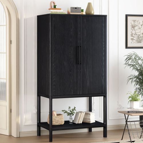 U_STYLE Sophisticated Oak Veneer Cabinet with multiple storage functions,Suitable for Study,Entryway, Hallway, Living Room, Foyer