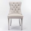 Modern High-end Tufted Solid Wood Contemporary Velvet Upholstered Dining Chair with Chrome Stainless Steel Plating Legs,Nailhead Trim,Set of 2