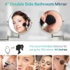 8-inch Wall Mounted Makeup Vanity Mirror, Height Adjustable, 1X / 10X Magnification Mirror, 360° Swivel with Extension Arm