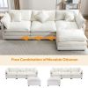 112.2" L-Shape Chenille Upholstered Sofa for Living Room Modern Luxury Sofa Couch with Ottoman and 5 Pillows for Living Room